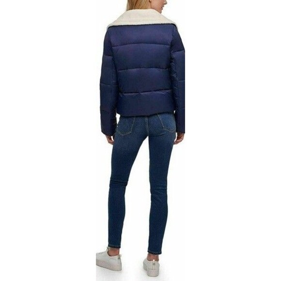NWT Levi`s Molly Sherpa Puffer Jacket Blue Medium - Picture 2 of 4